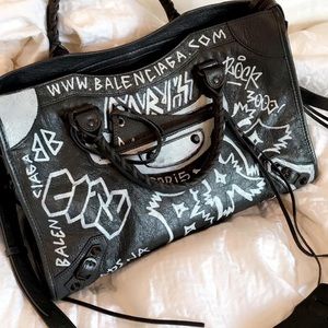 Balenciaga city graffiti satchel